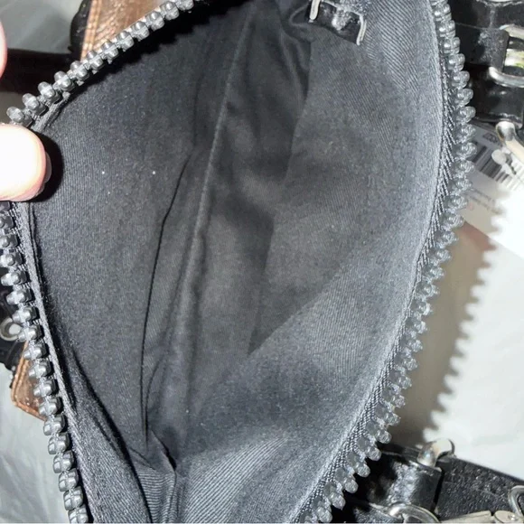 Pheobe Philo Rose Gold Chloe Black/Metallic Leather Double Zip Shoulder Bag - Picture 9 of 15